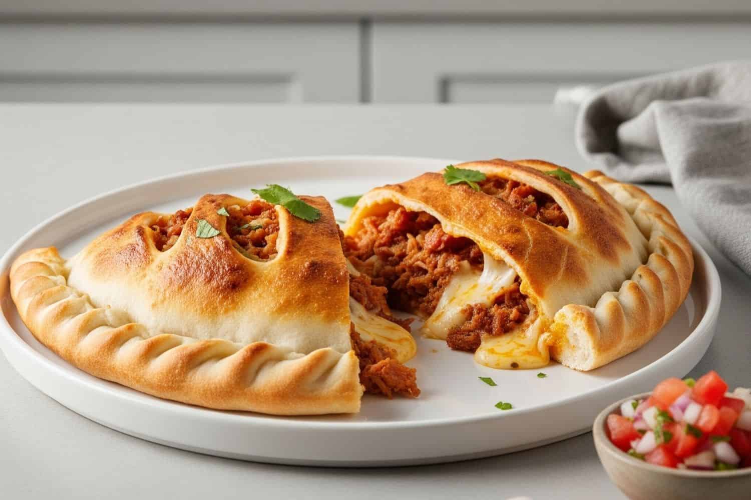 Carnitas Calzone on a plate