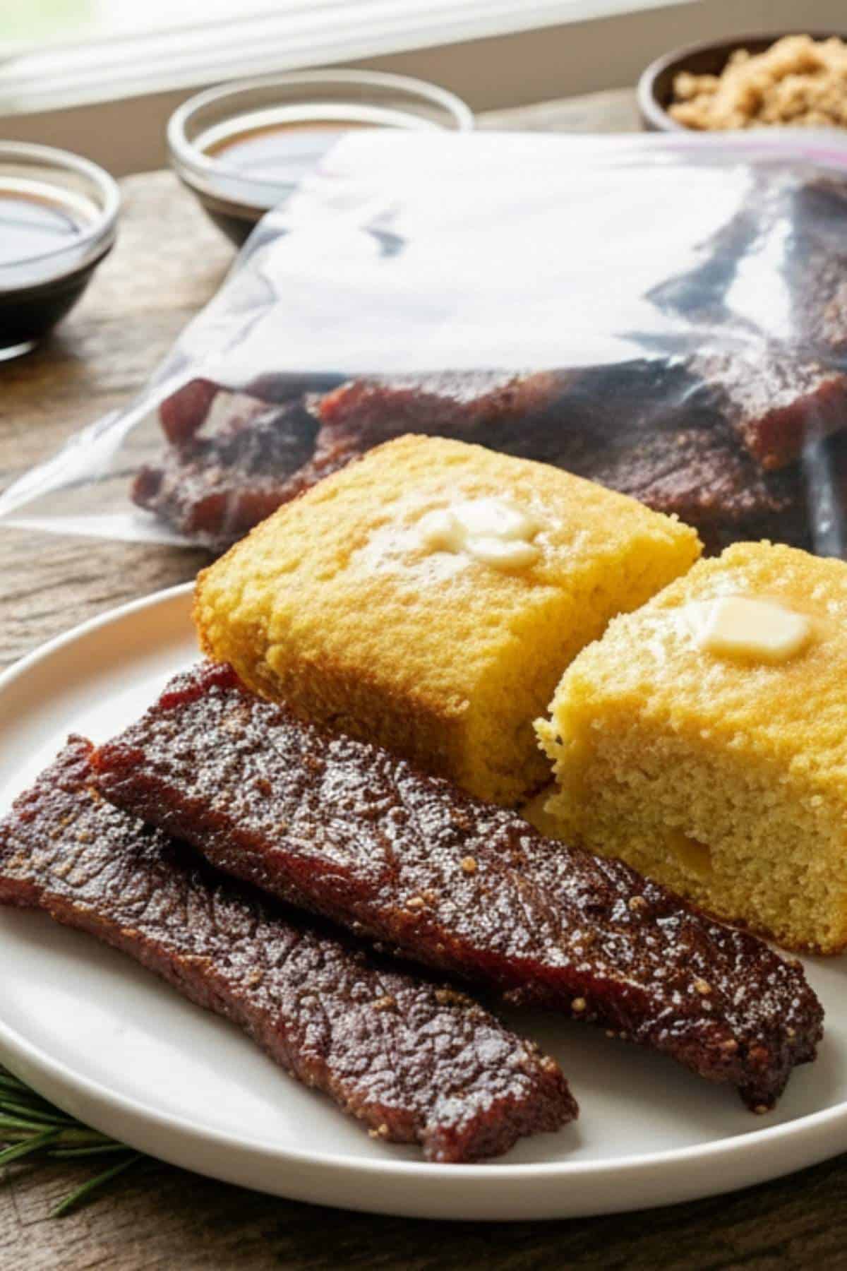 applewood smoked jerky with corn bread