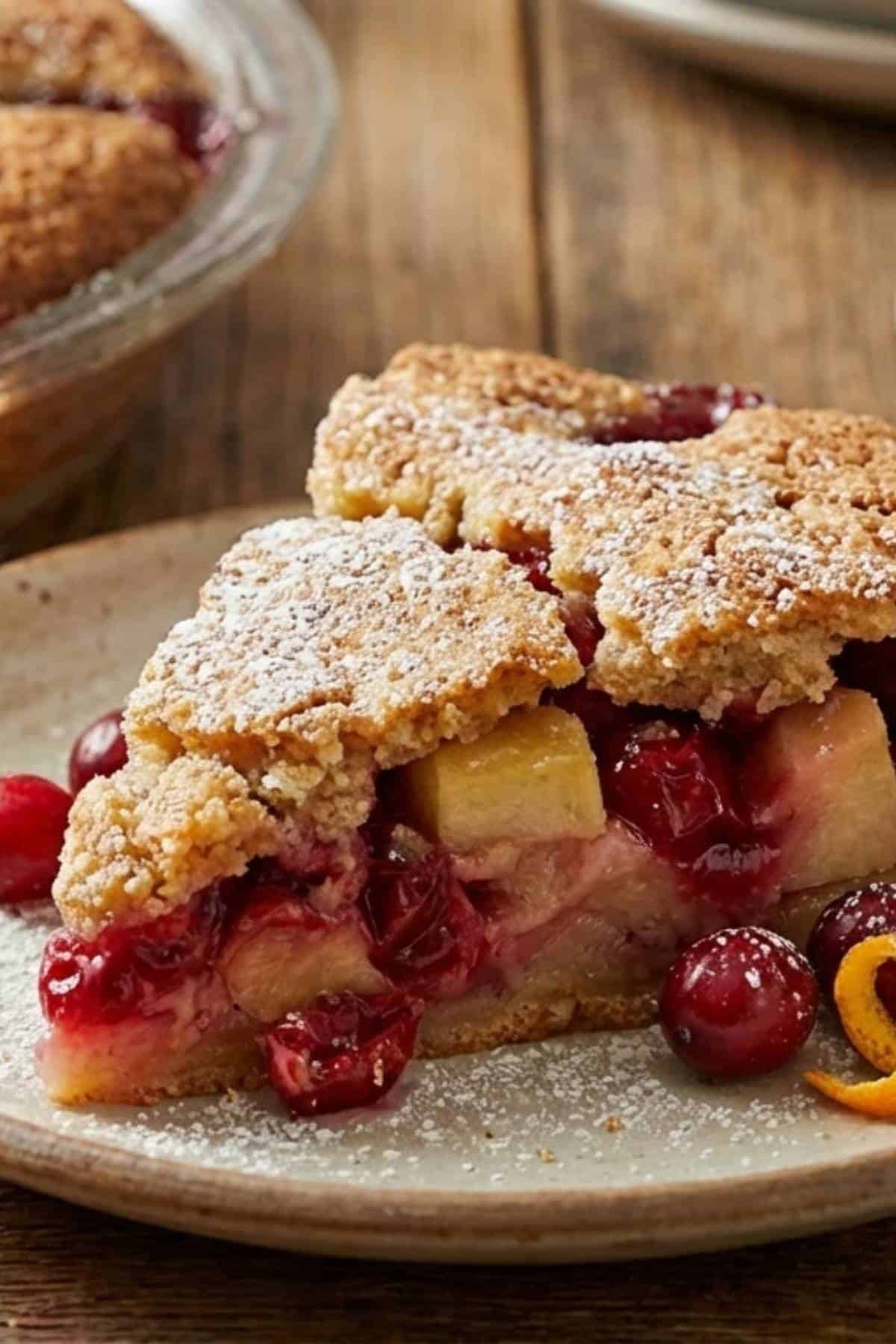 ina garten apple cranberry cake on a plate