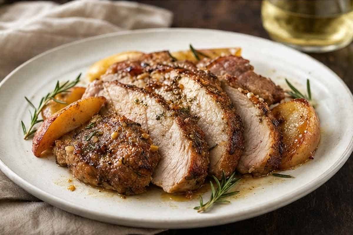 james martin roast pork on plate james martin roast pork on plate