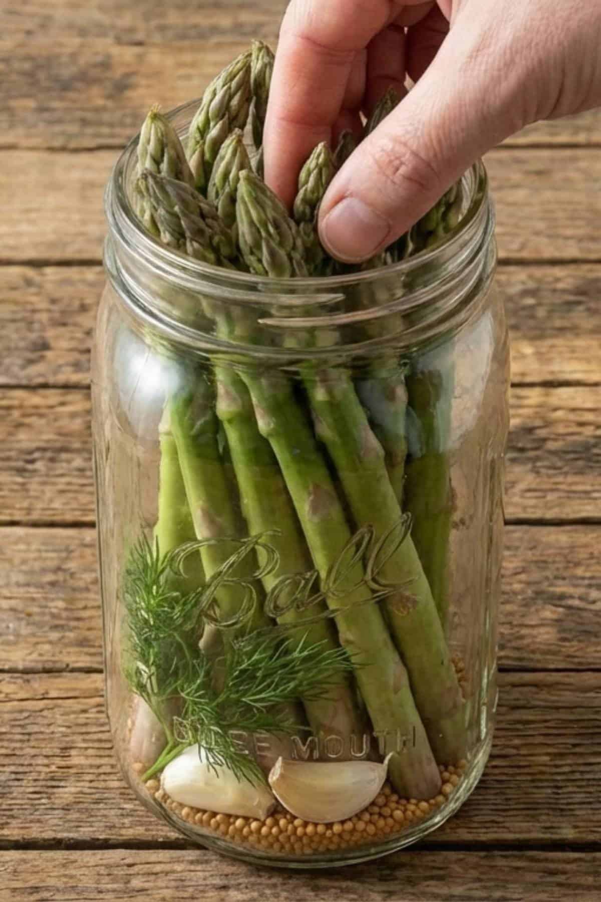 pickled asparagus packed in a jar pickled asparagus packed in a jar