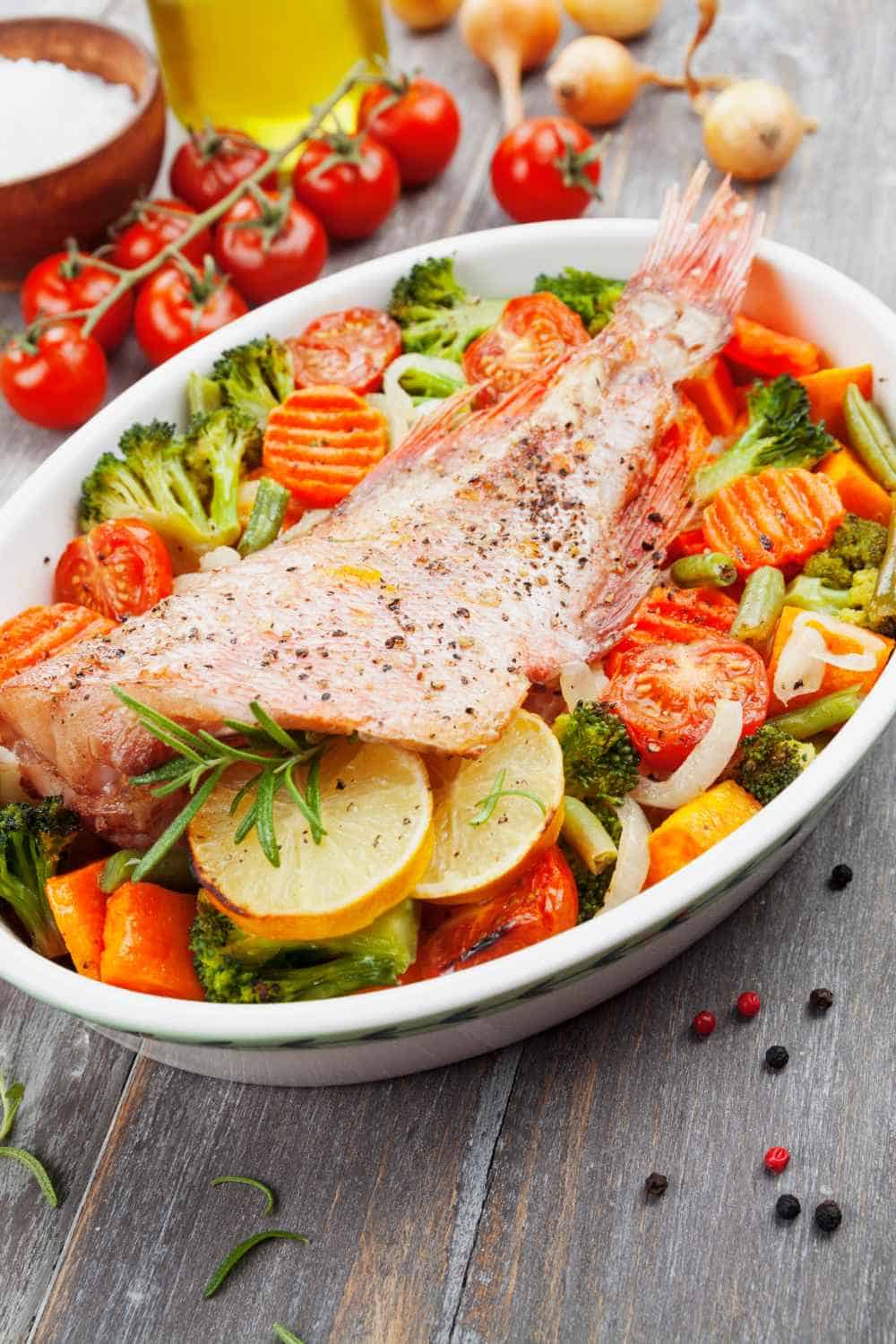 roasted yellowtail snapper with vegetables